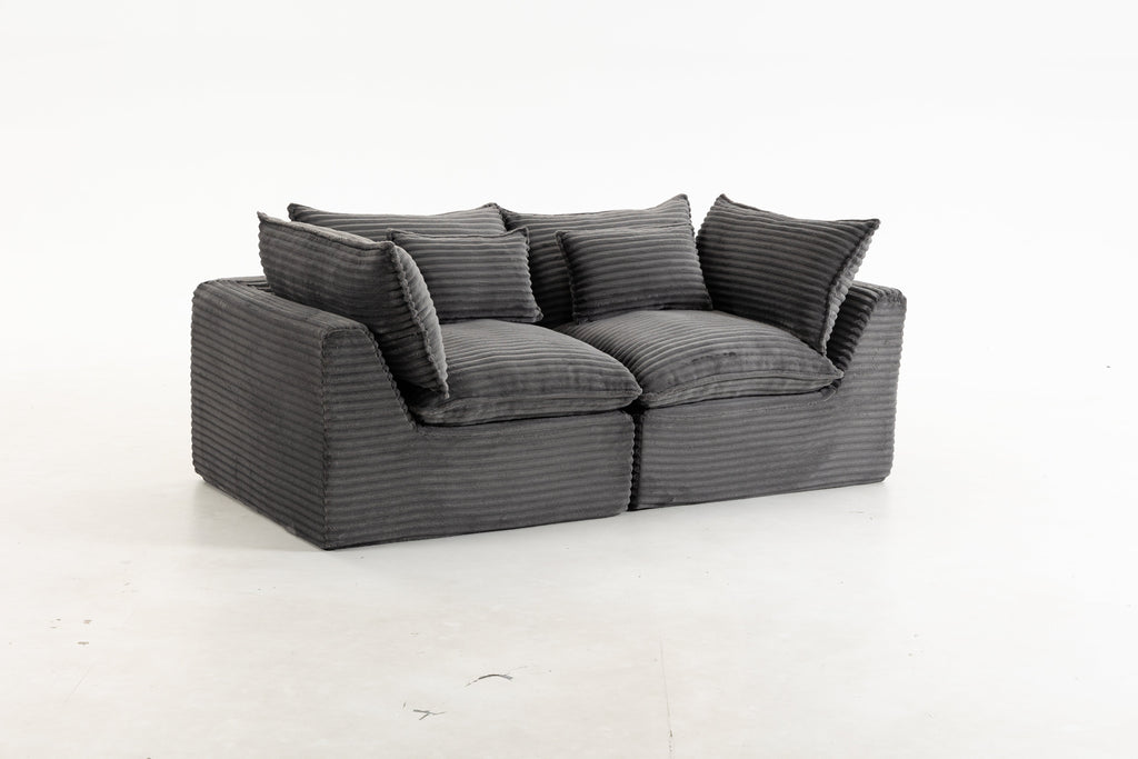 74.8-Inch Antique Gray Corduroy Cloud Modular Sectional Sofa