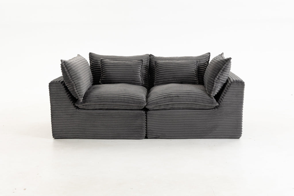 74.8-Inch Antique Gray Corduroy Cloud Modular Sectional Sofa