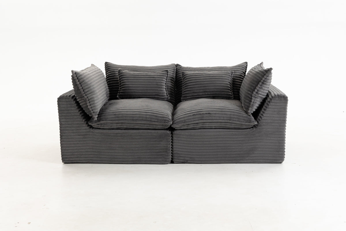 74.8-Inch Antique Gray Corduroy Cloud Modular Sectional Sofa