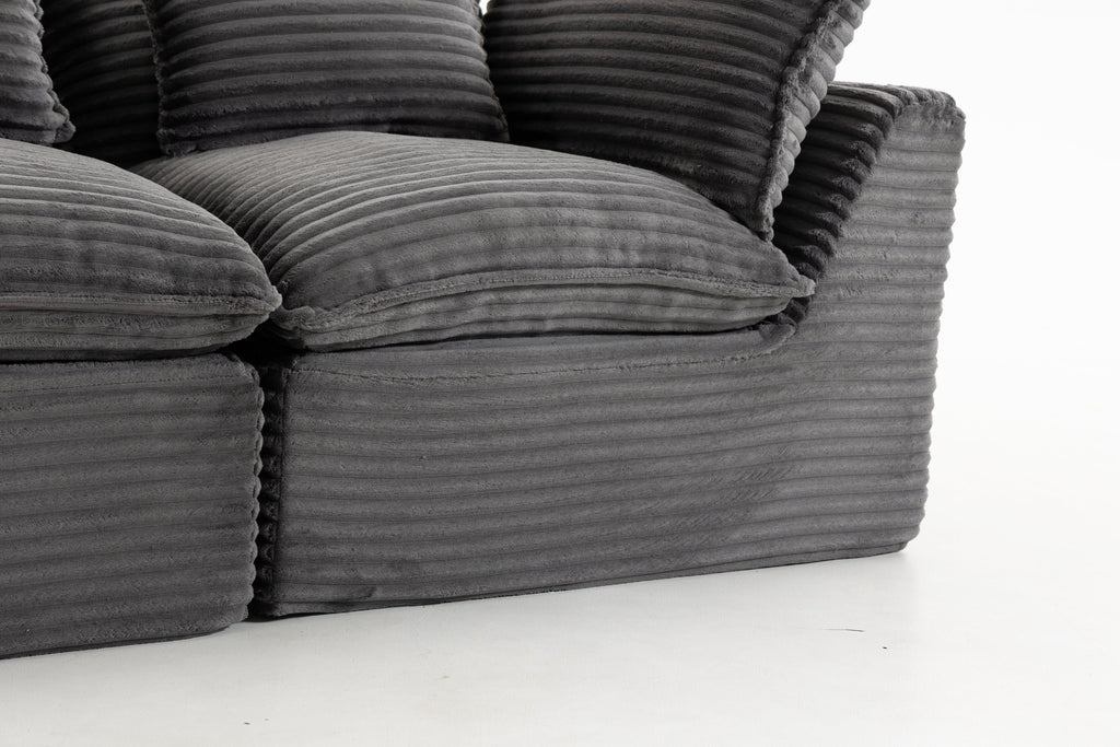 74.8-Inch Antique Gray Corduroy Cloud Modular Sectional Sofa