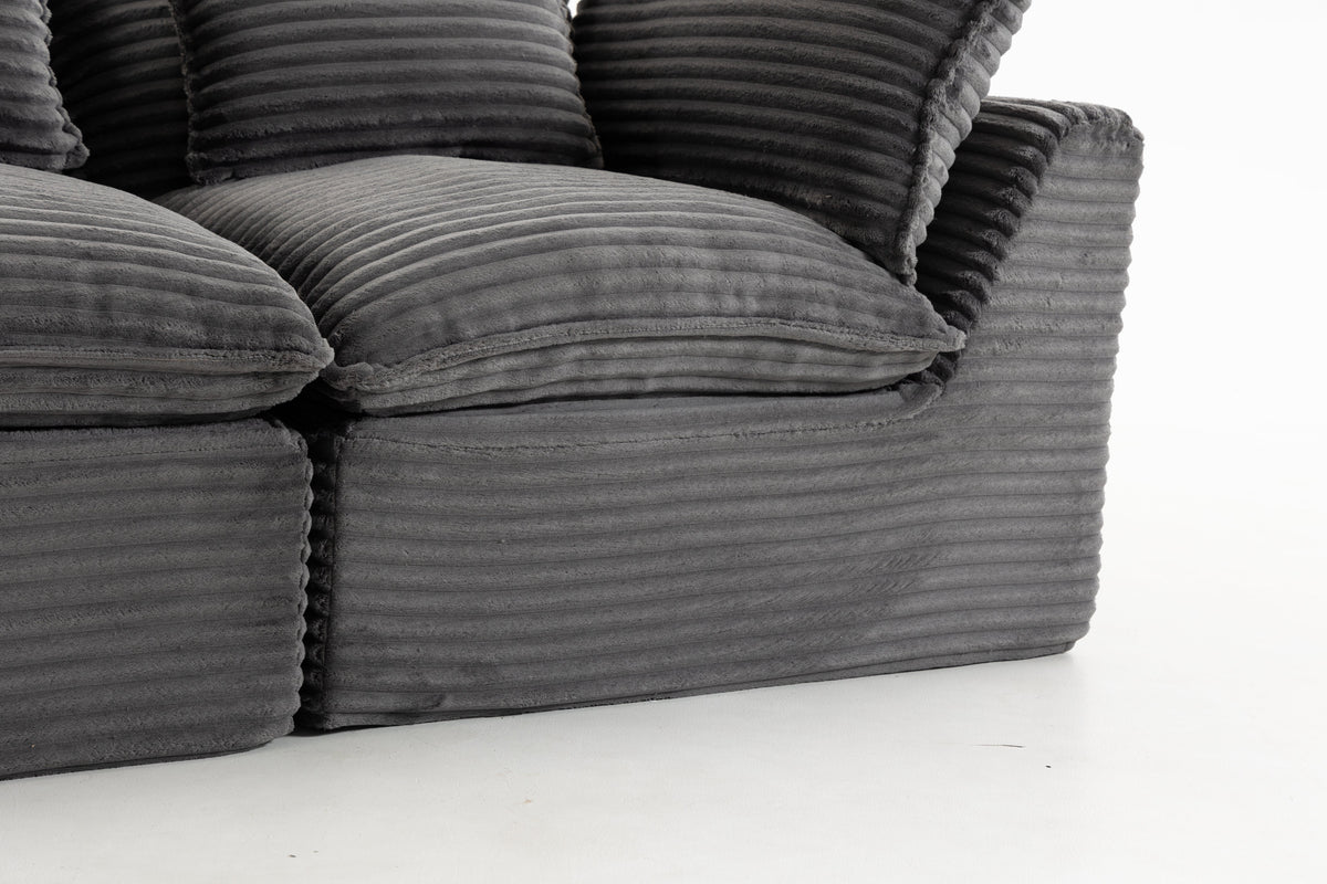 74.8-Inch Antique Gray Corduroy Cloud Modular Sectional Sofa