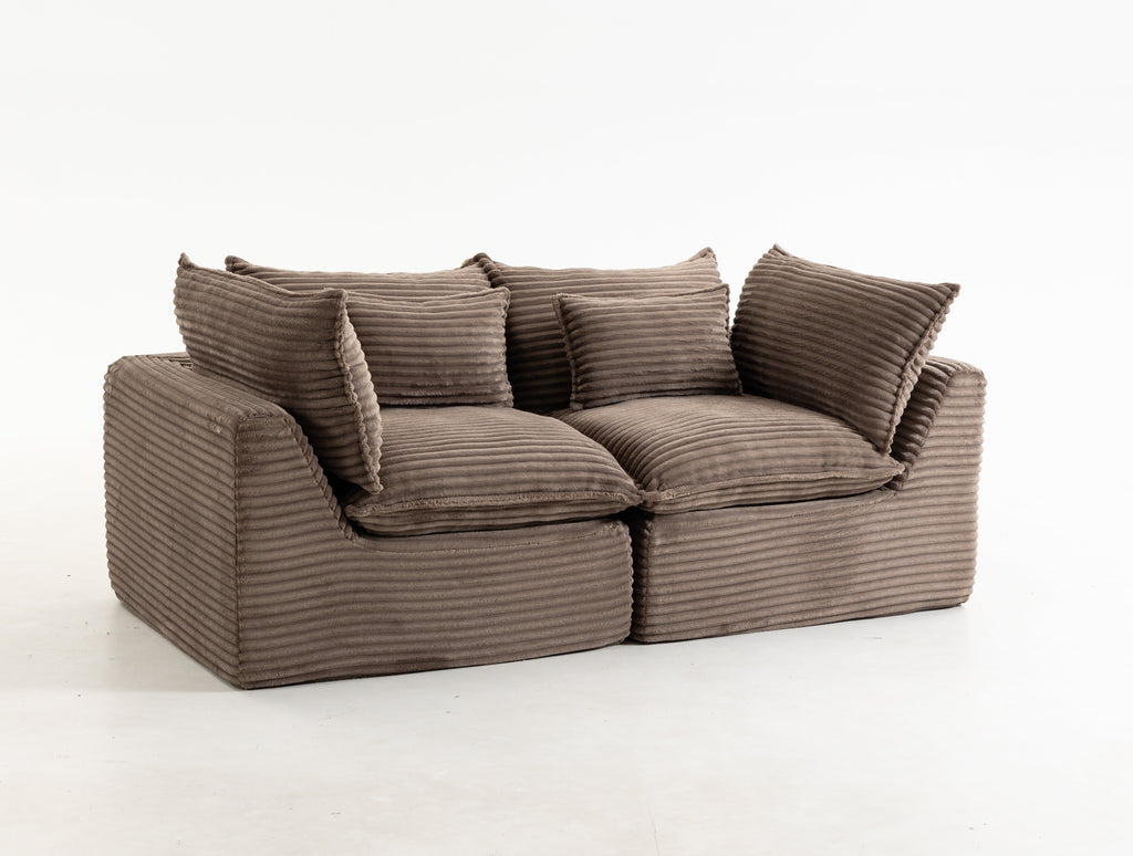 74.8-Inch Khaki Corduroy Oversized Cloud Modular Sectional Sofa