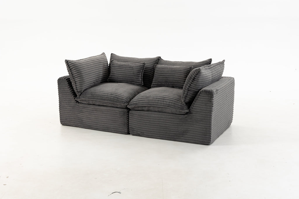 74.8-Inch Antique Gray Corduroy Cloud Modular Sectional Sofa