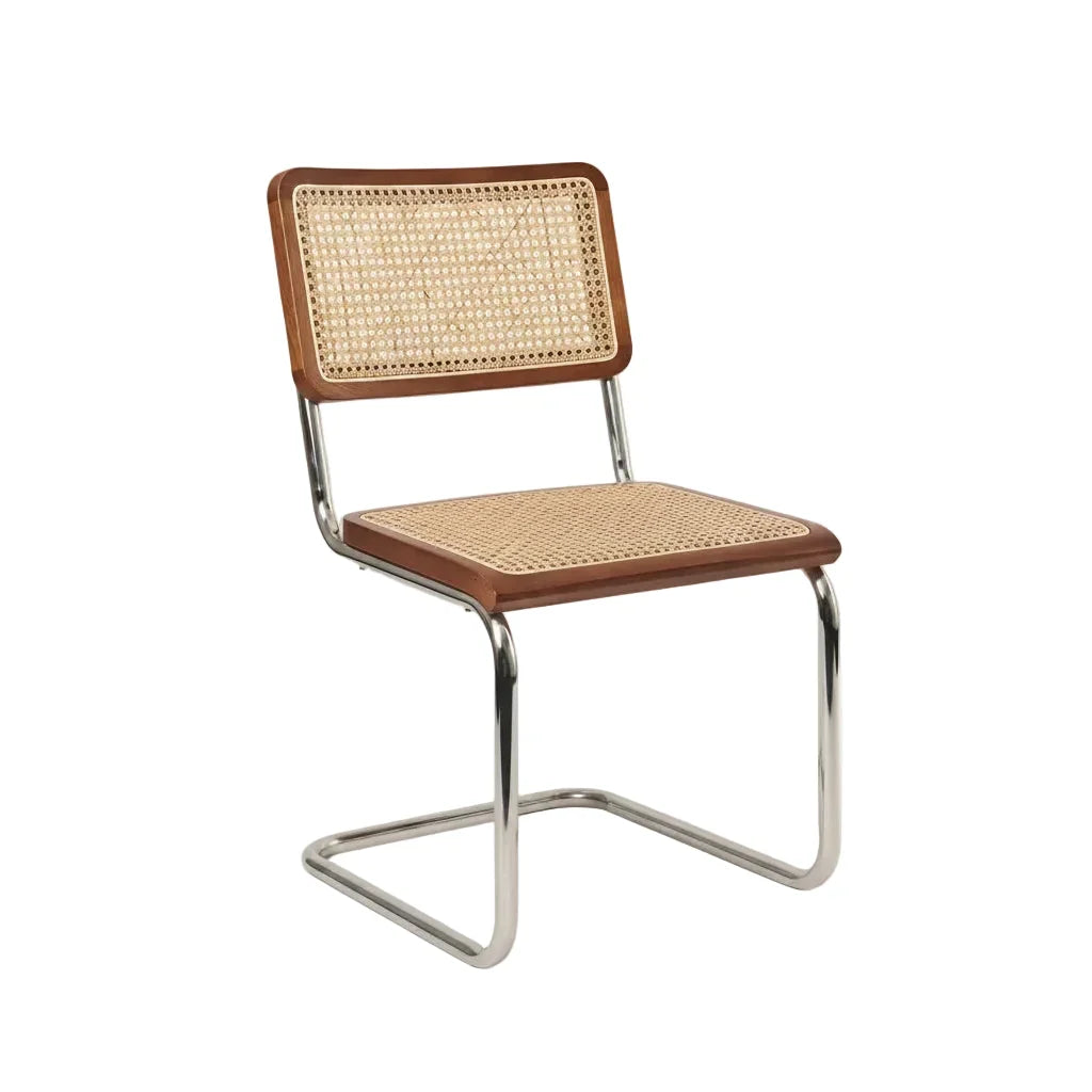 Chrome & Cane Dining Chair - Dark Oak