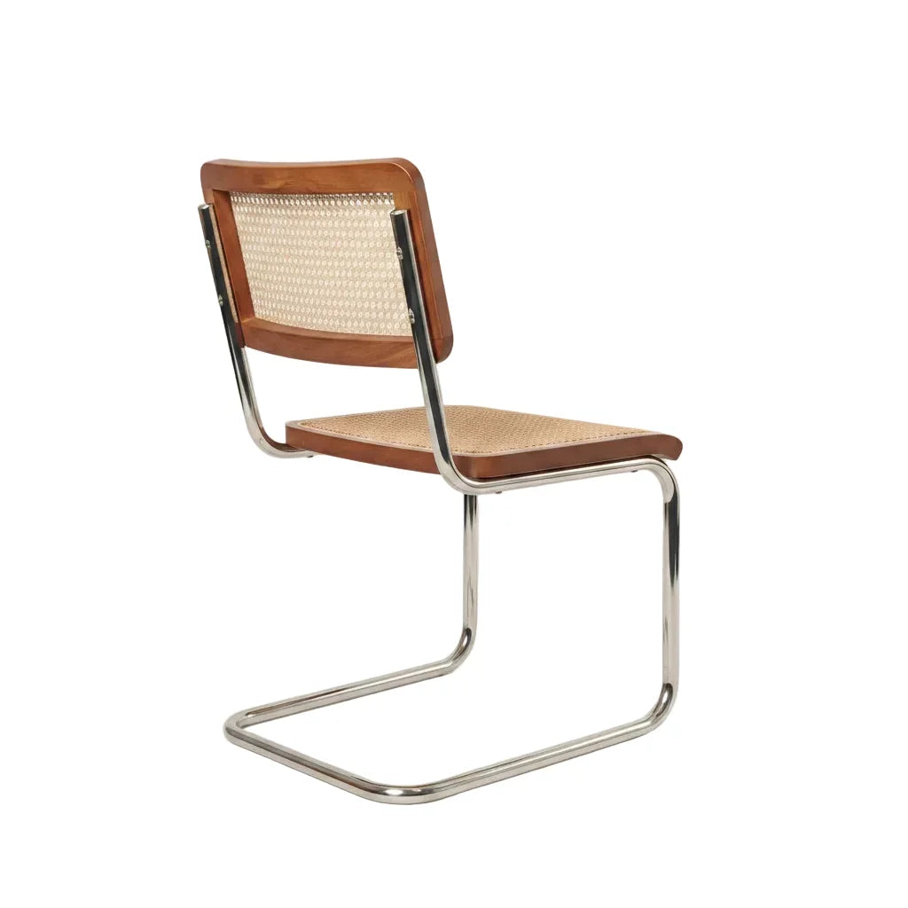 Chrome & Cane Dining Chair - Dark Oak