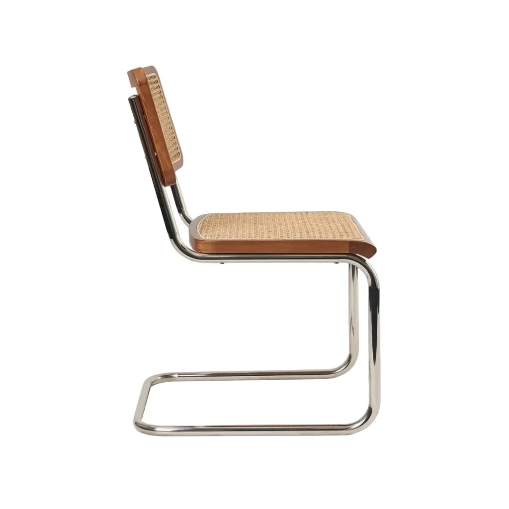Chrome & Cane Dining Chair - Dark Oak