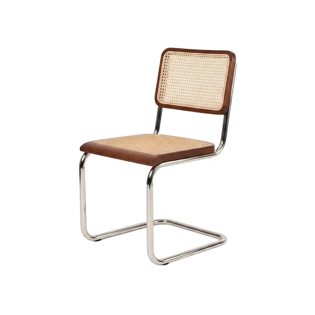 Chrome & Cane Dining Chair - Dark Oak