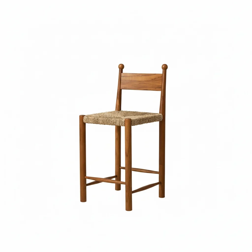 Finials Bar Stool with Rope Seat