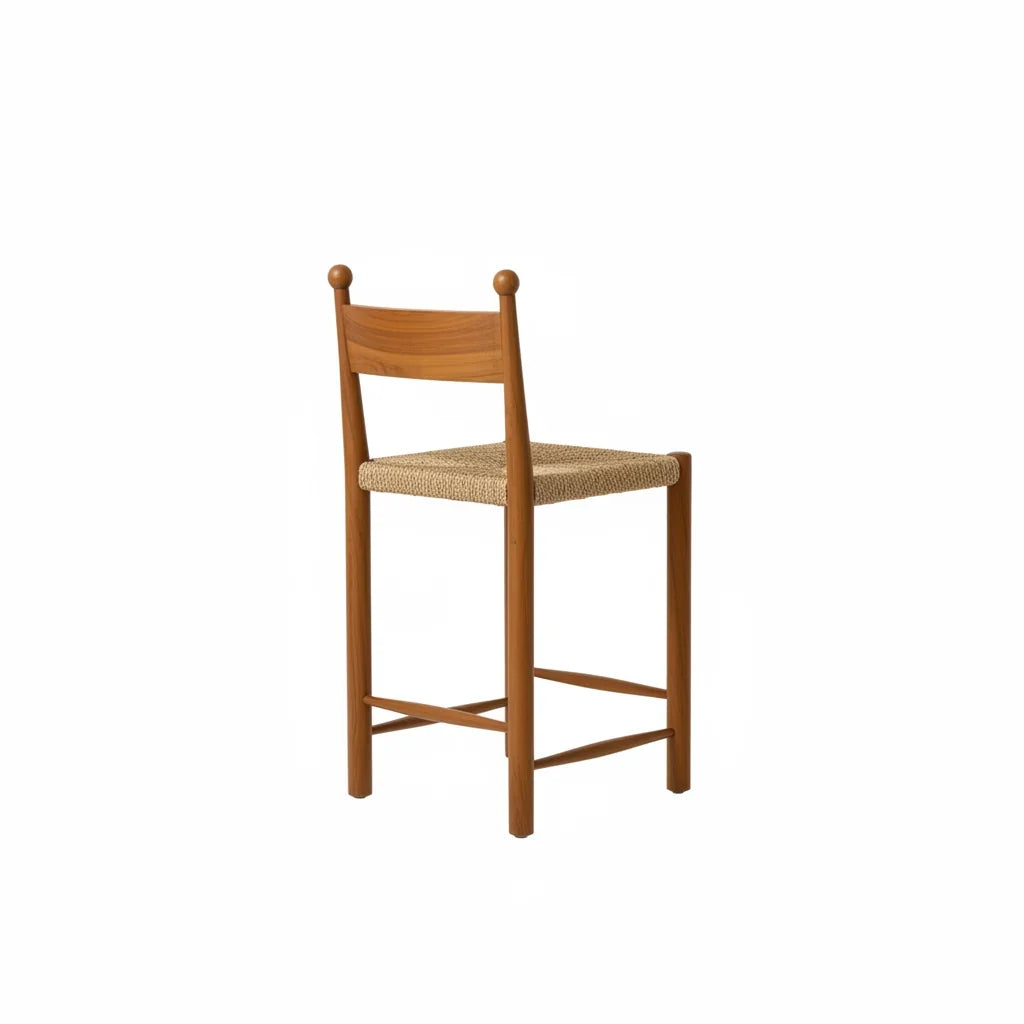 Finials Bar Stool with Rope Seat