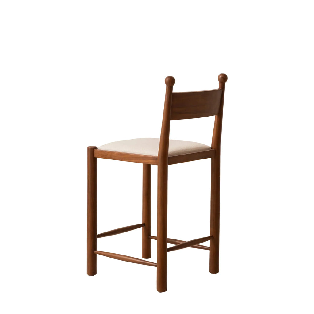 Finials Bar Stool with Upholstered Seat