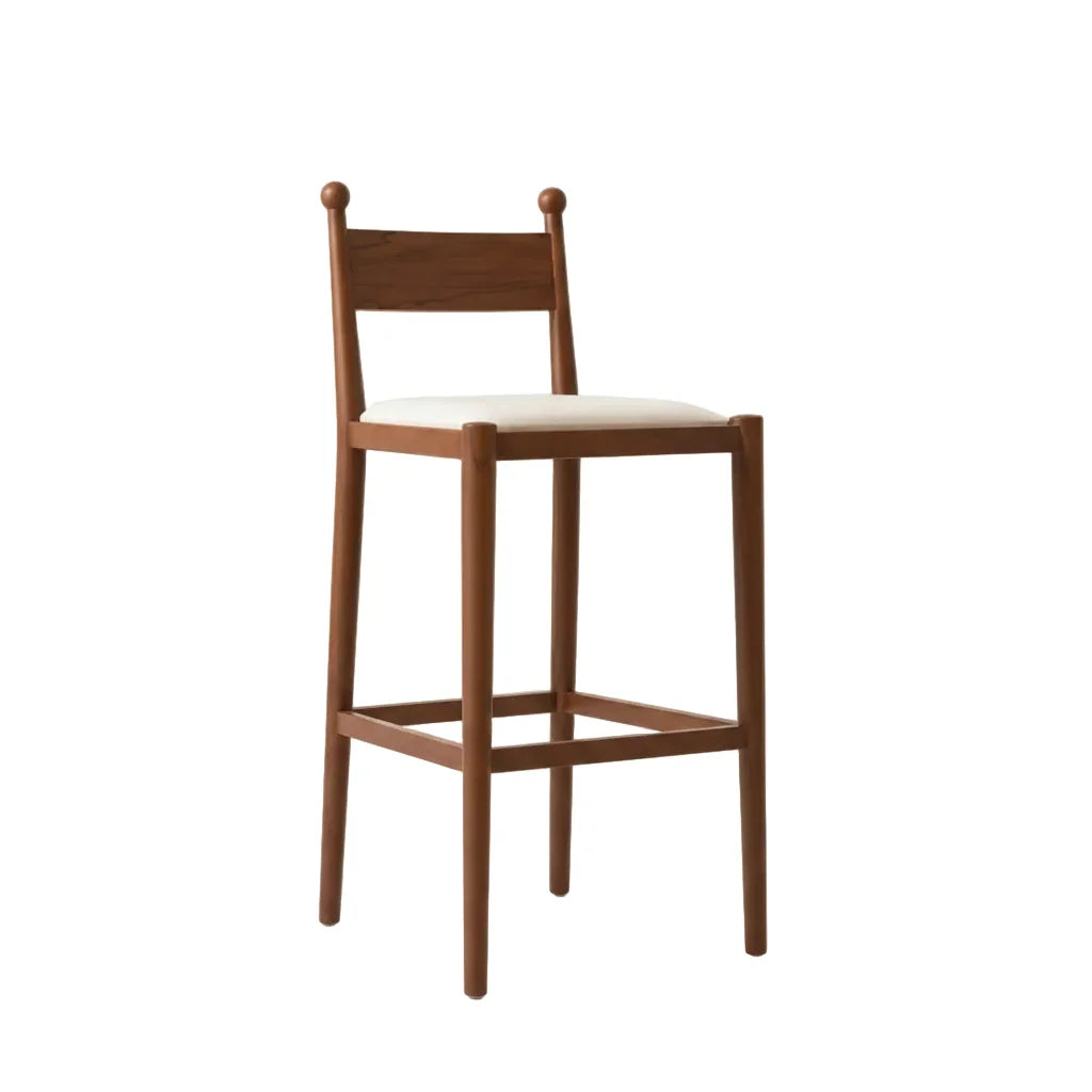 Finials Bar Stool with Upholstered Seat
