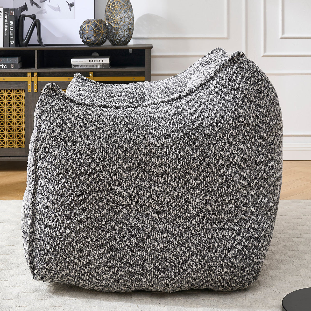 Grey Chenille Foam-Filled Lazy Sofa Chair for Living Room