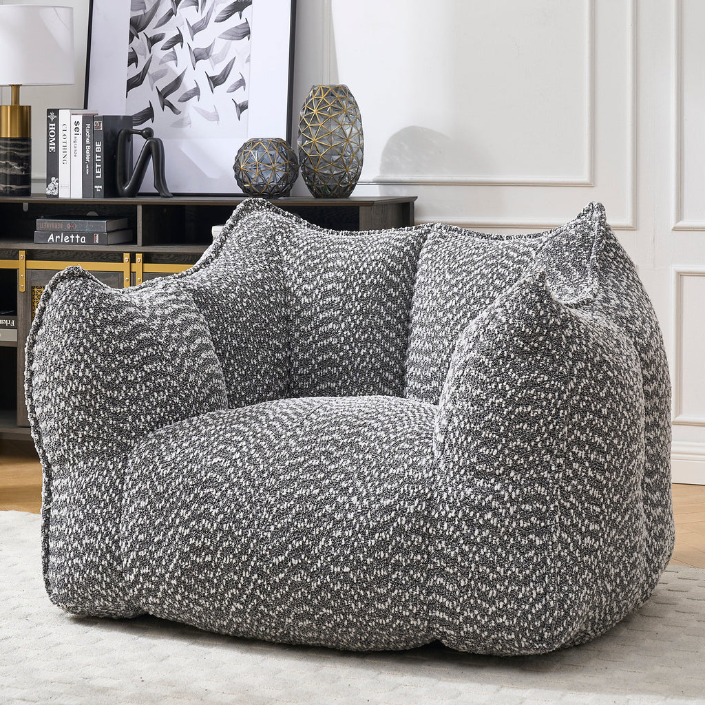 Grey Chenille Foam-Filled Lazy Sofa Chair for Living Room
