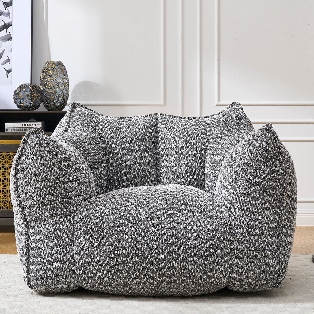 Grey Chenille Foam-Filled Lazy Sofa Chair for Living Room