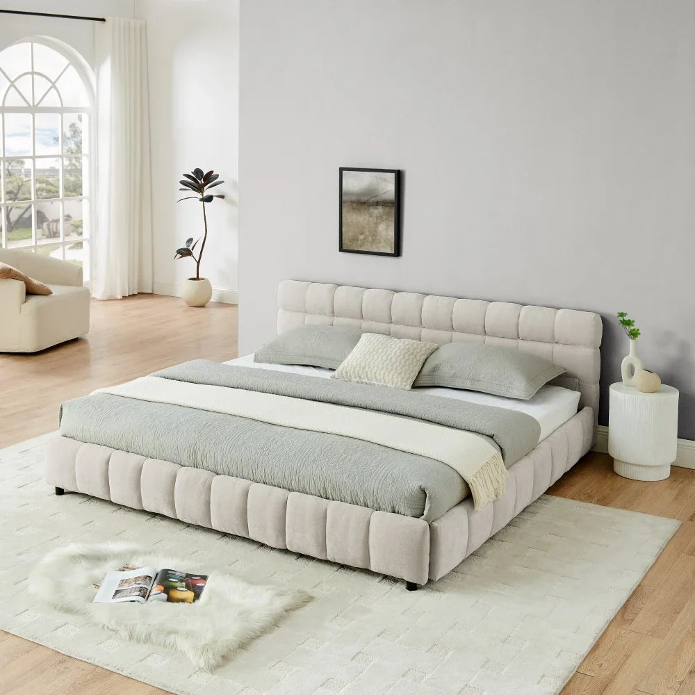 King Size Upholstered Bed Frame with Storage