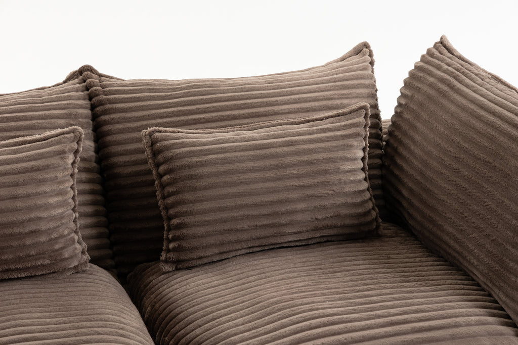 74.8-Inch Khaki Corduroy Oversized Cloud Modular Sectional Sofa