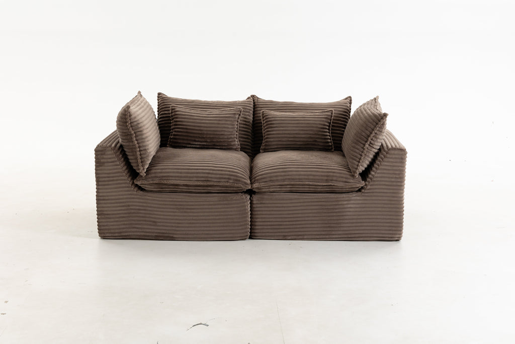 74.8-Inch Khaki Corduroy Oversized Cloud Modular Sectional Sofa